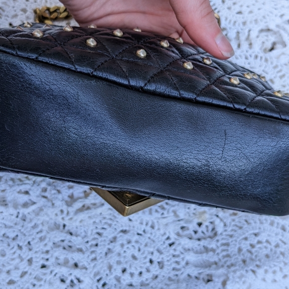 The Kooples Stella Studded Bag Black Leather + Brass Chain - Picture 12 of 17
